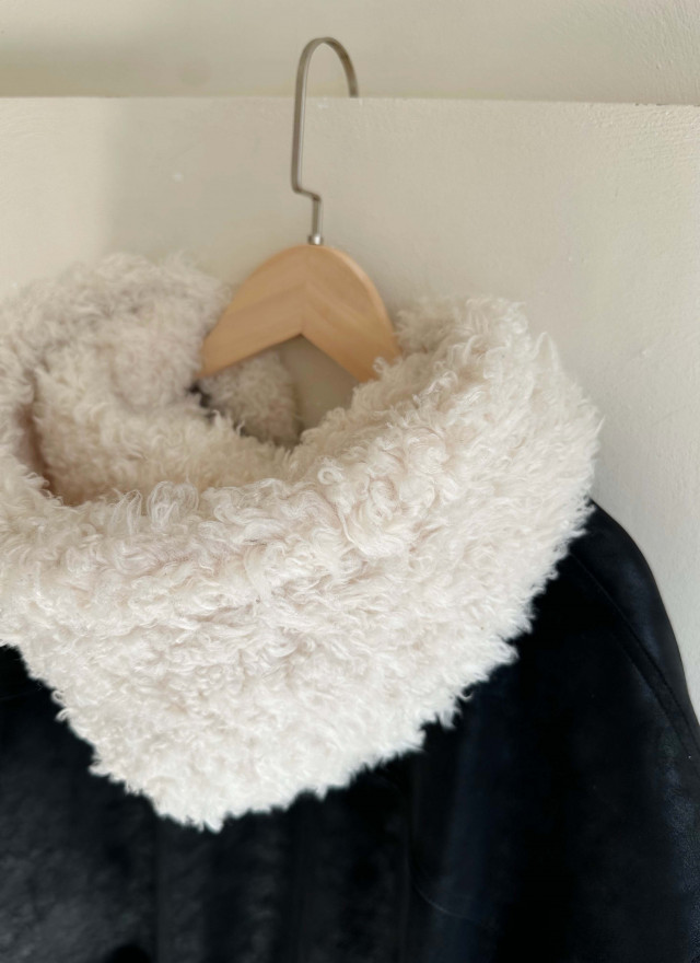 BS韓國毛絨連帽皮革夾克-連帽不可拆