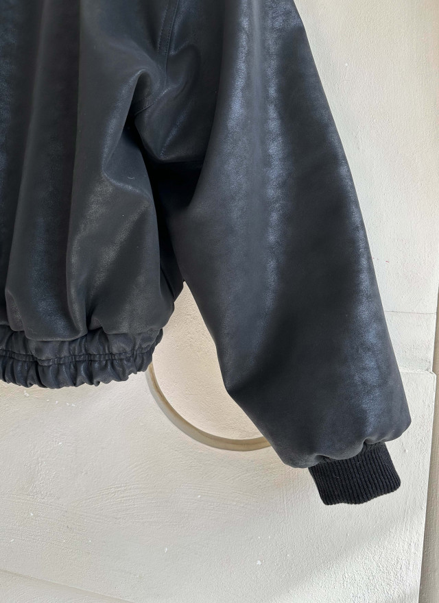 BS韓國毛絨連帽皮革夾克-連帽不可拆