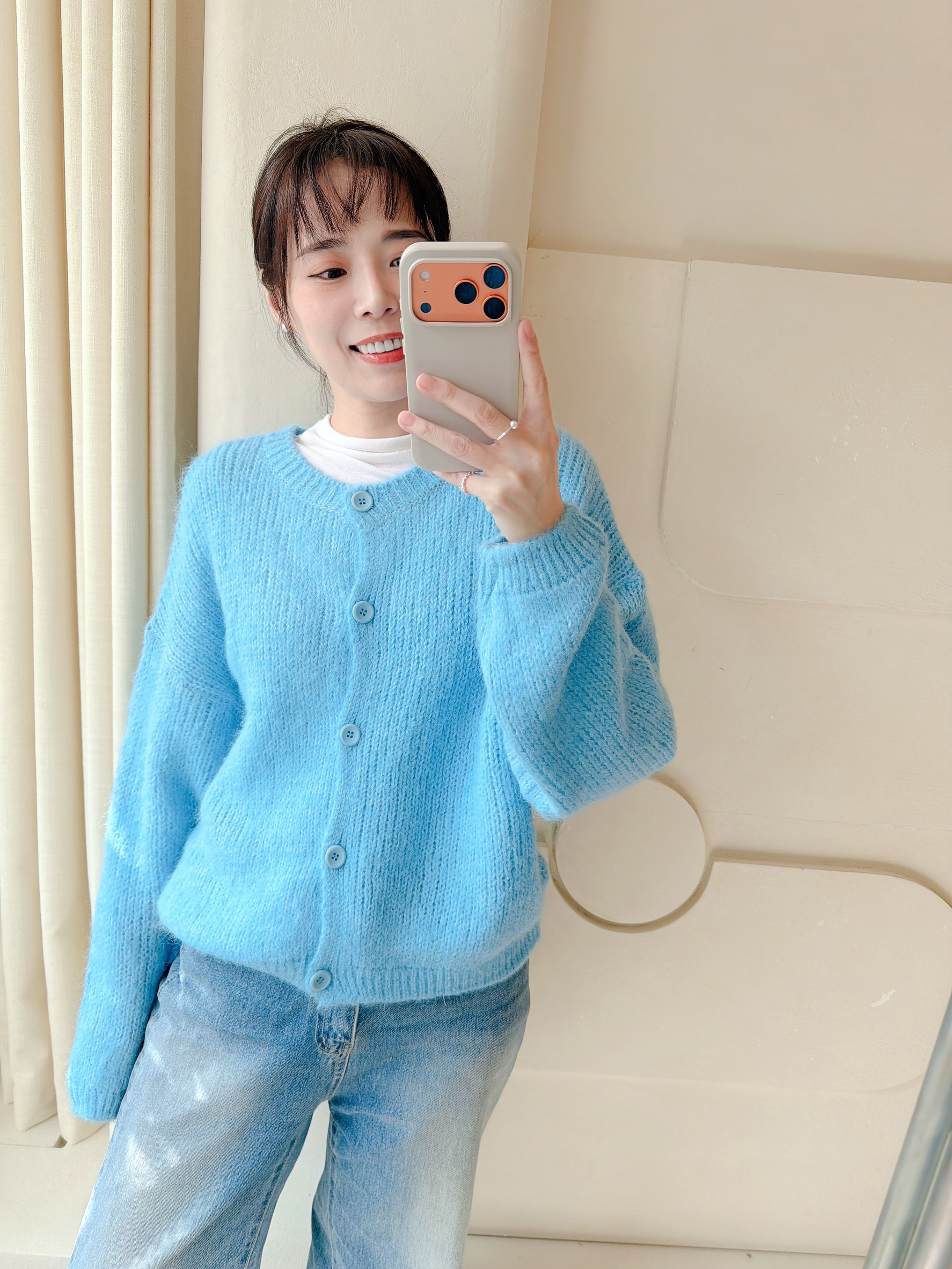 BS天藍羊絨針織外套上衣