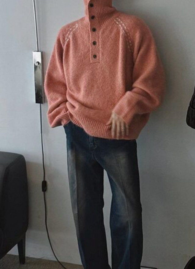 BS韓國排釦羊絨毛衣（三色）-男女皆可穿