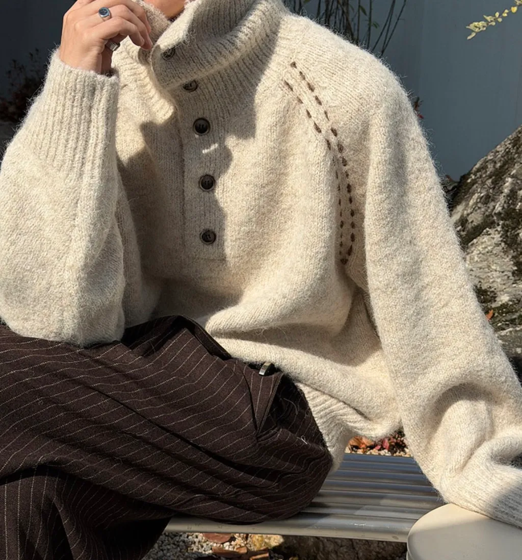 BS韓國排釦羊絨毛衣（三色）-男女皆可穿