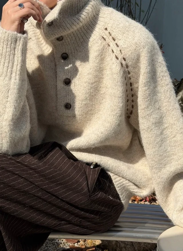 BS韓國排釦羊絨毛衣（三色）-男女皆可穿