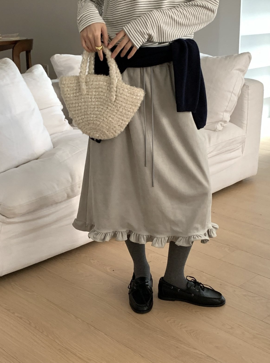 BS抽繩垂墜荷葉裙(兩色)