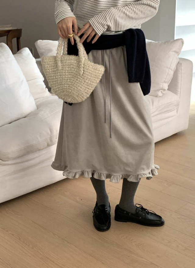 BS抽繩垂墜荷葉裙(兩色)