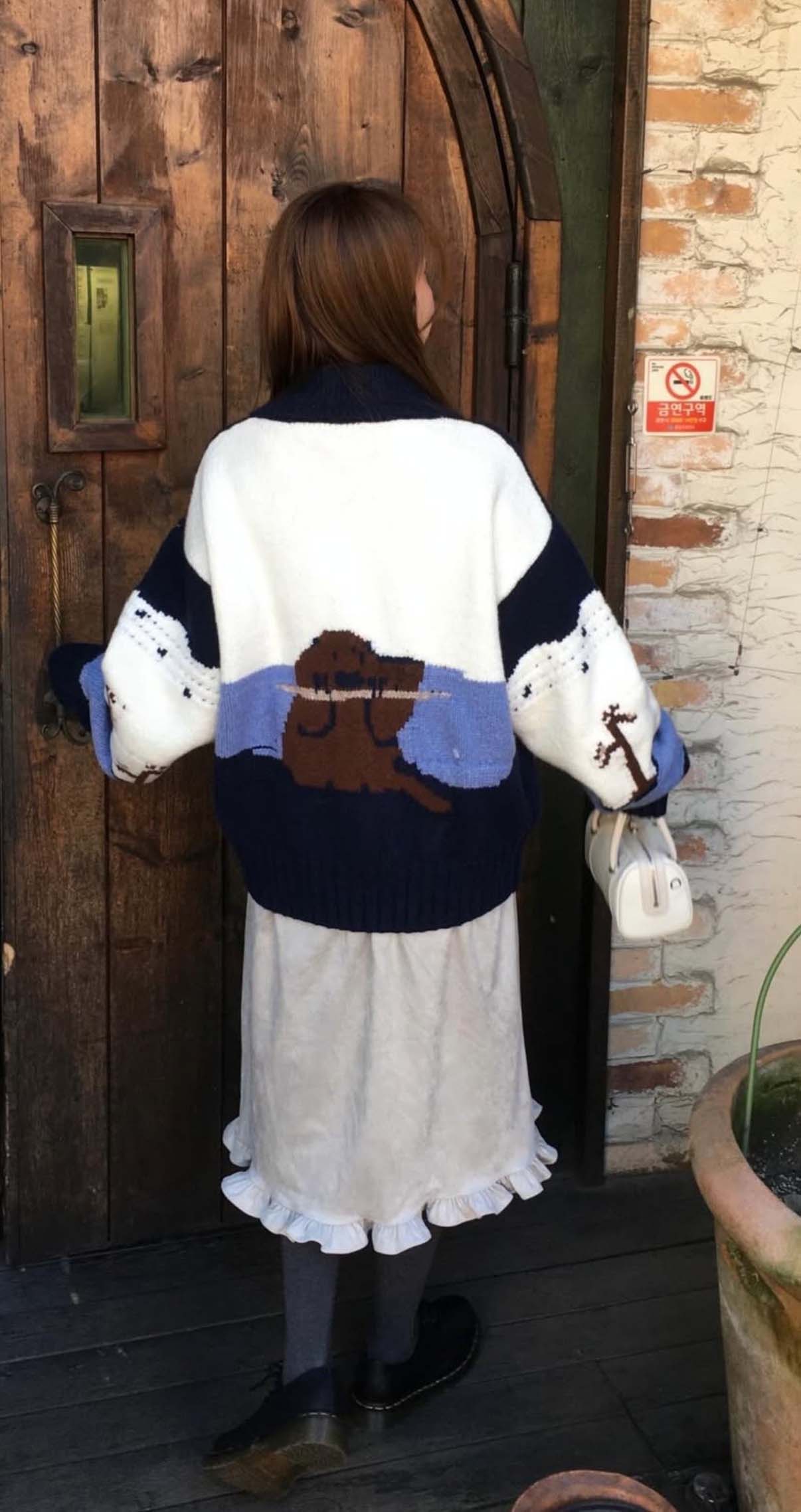 BS韓國復古圖案針織開衫