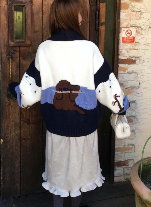 BS韓國復古圖案針織開衫