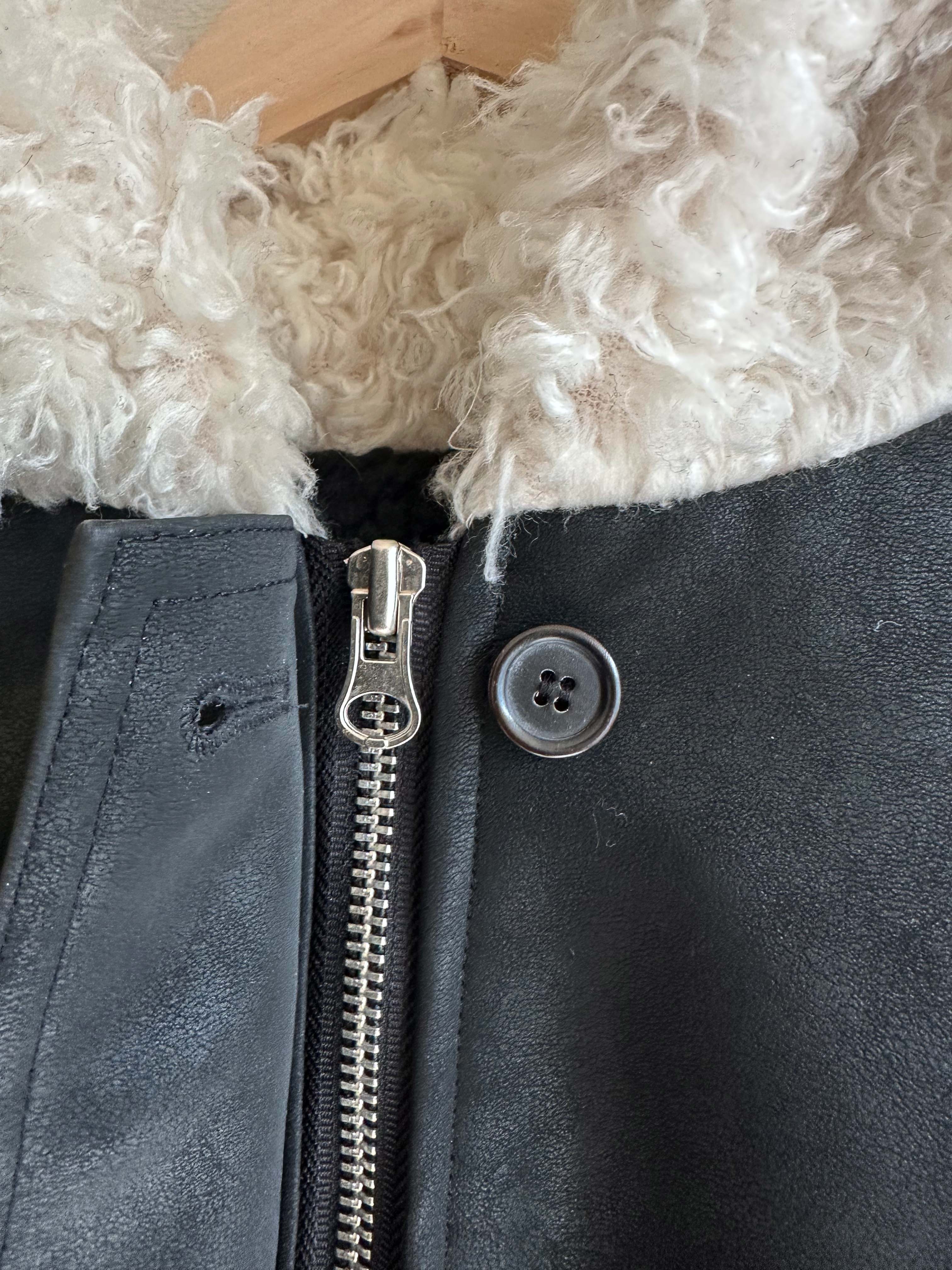 BS韓國毛絨連帽皮革夾克-連帽不可拆