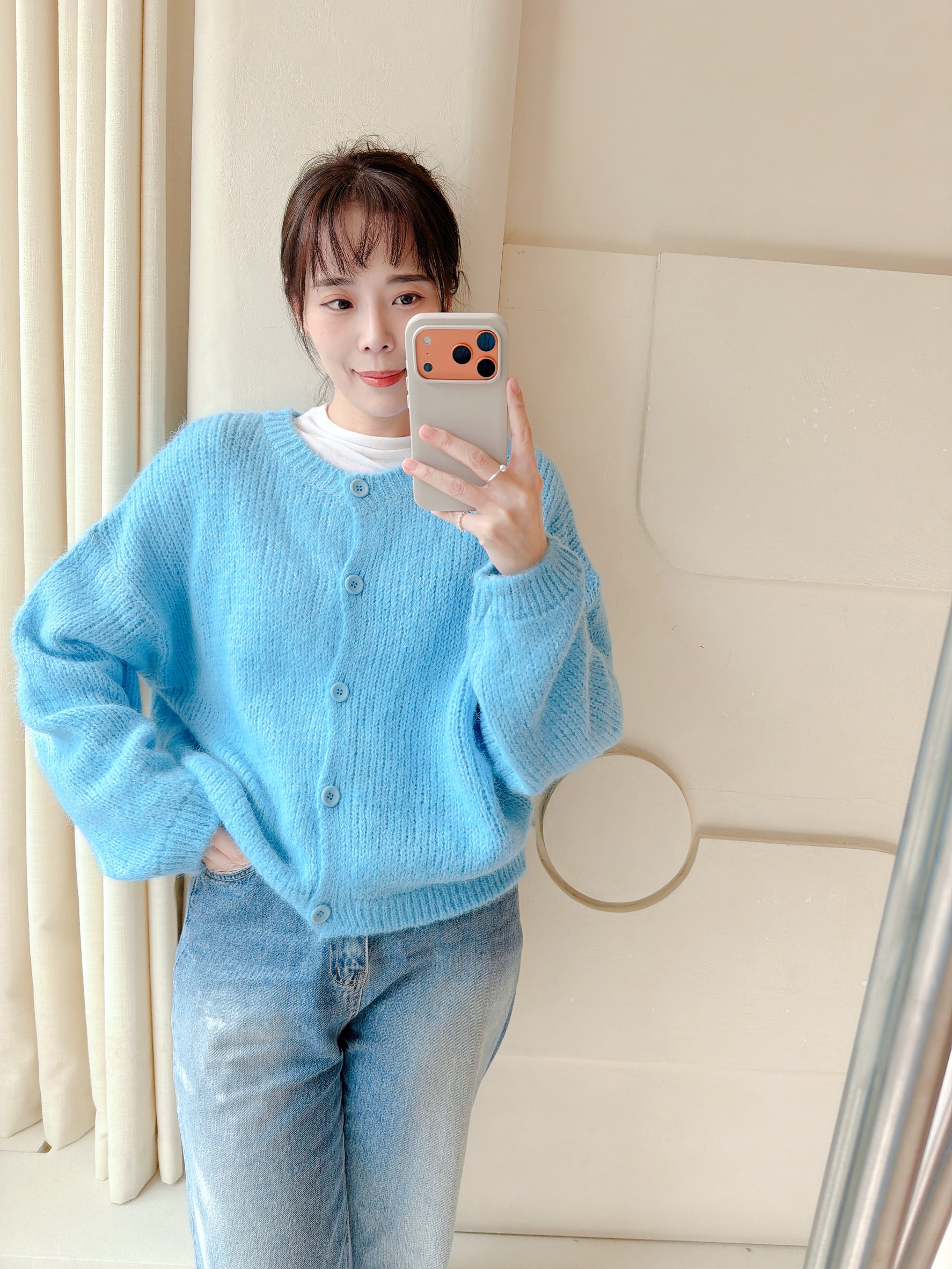 BS天藍羊絨針織外套上衣