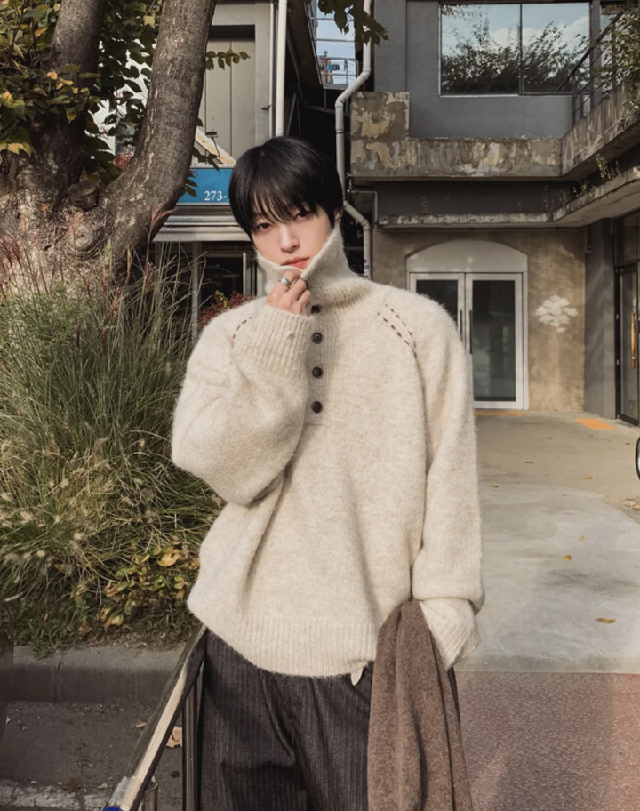 BS韓國排釦羊絨毛衣（三色）-男女皆可穿