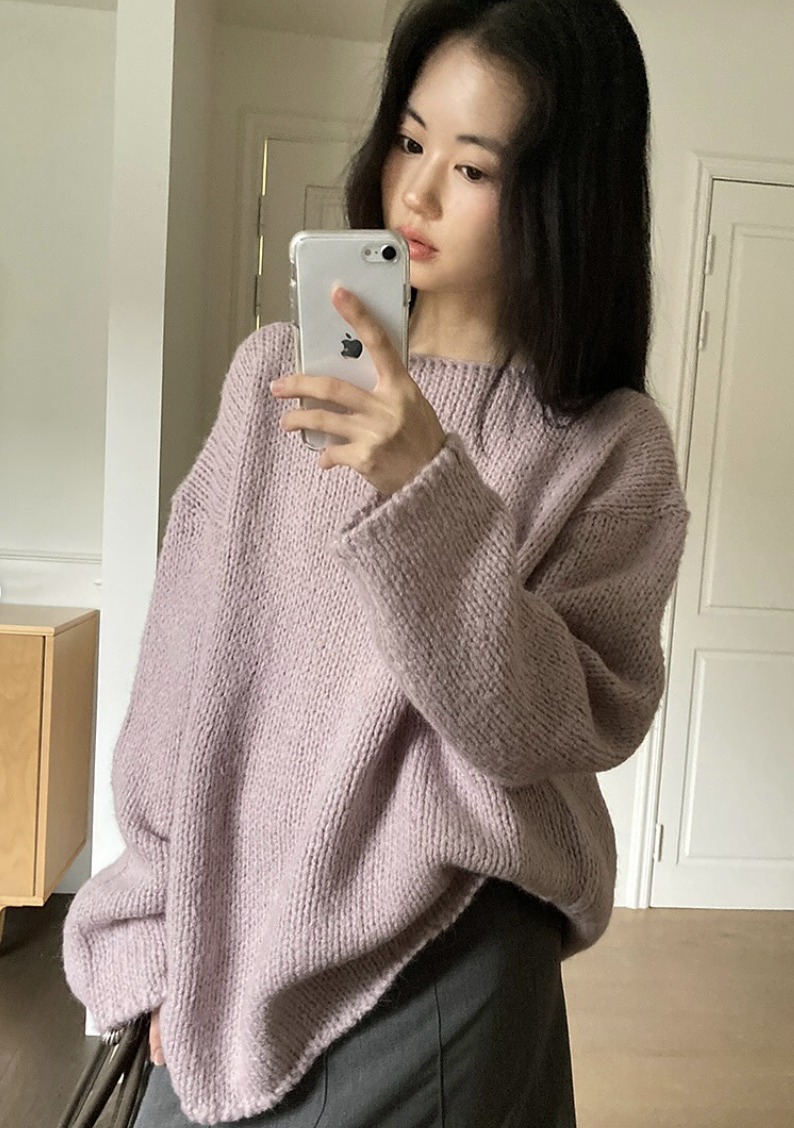 BS滾邊織紋羊絨上衣(兩色)