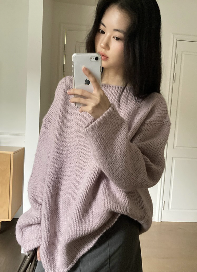 BS滾邊織紋羊絨上衣(兩色)