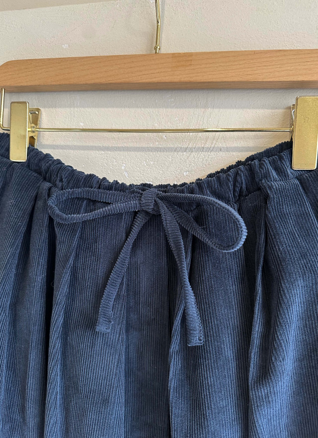 BS燈芯絨抽繩褶皺裙(兩色)