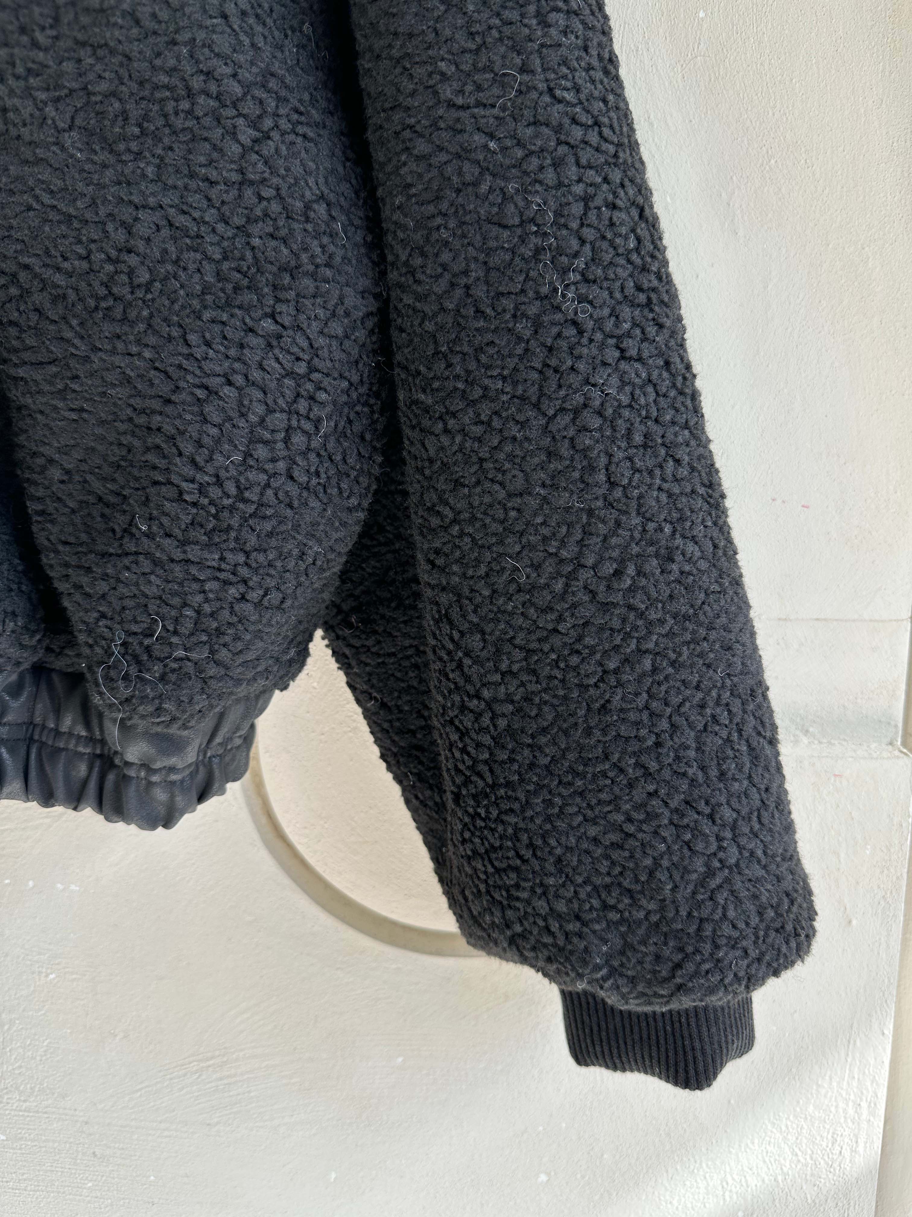 BS韓國毛絨連帽皮革夾克-連帽不可拆