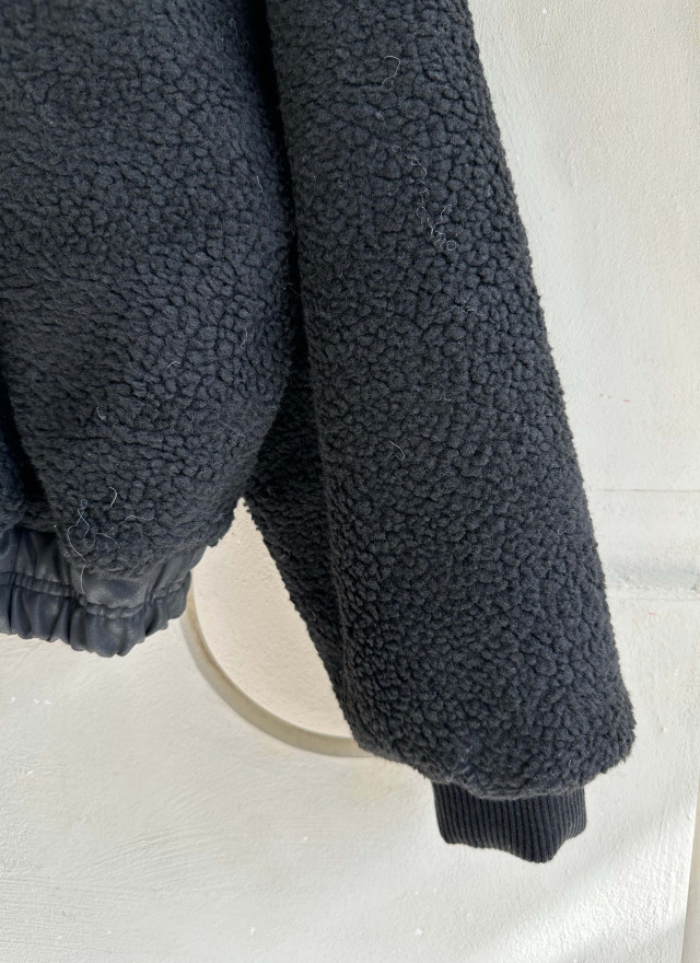 BS韓國毛絨連帽皮革夾克-連帽不可拆