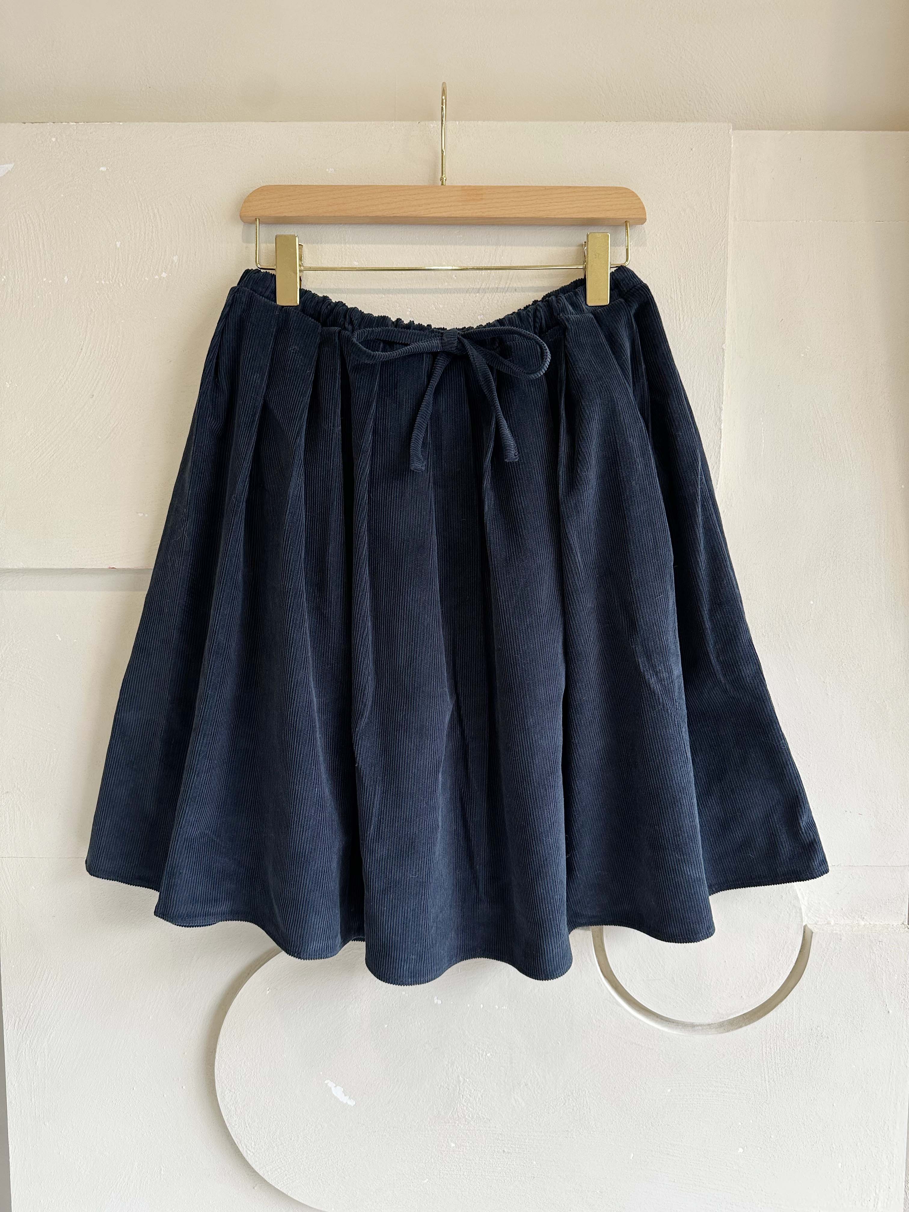 BS燈芯絨抽繩褶皺裙(兩色)