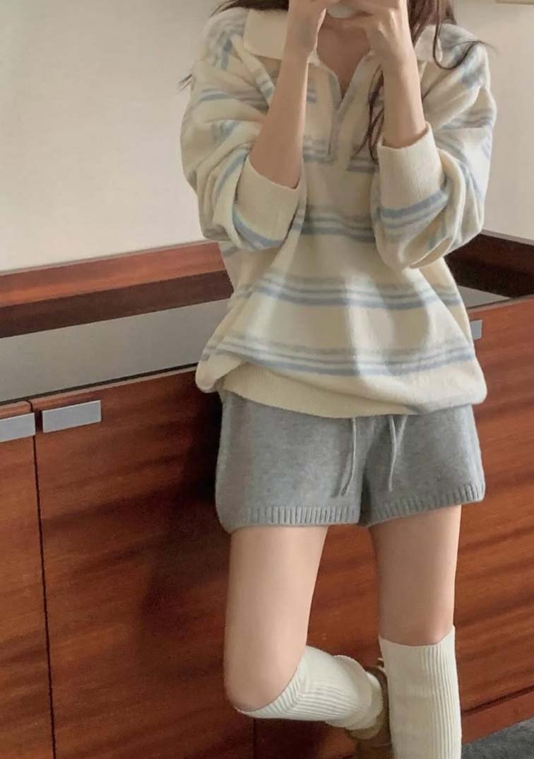 BS小領橫紋針織上衣(兩色)