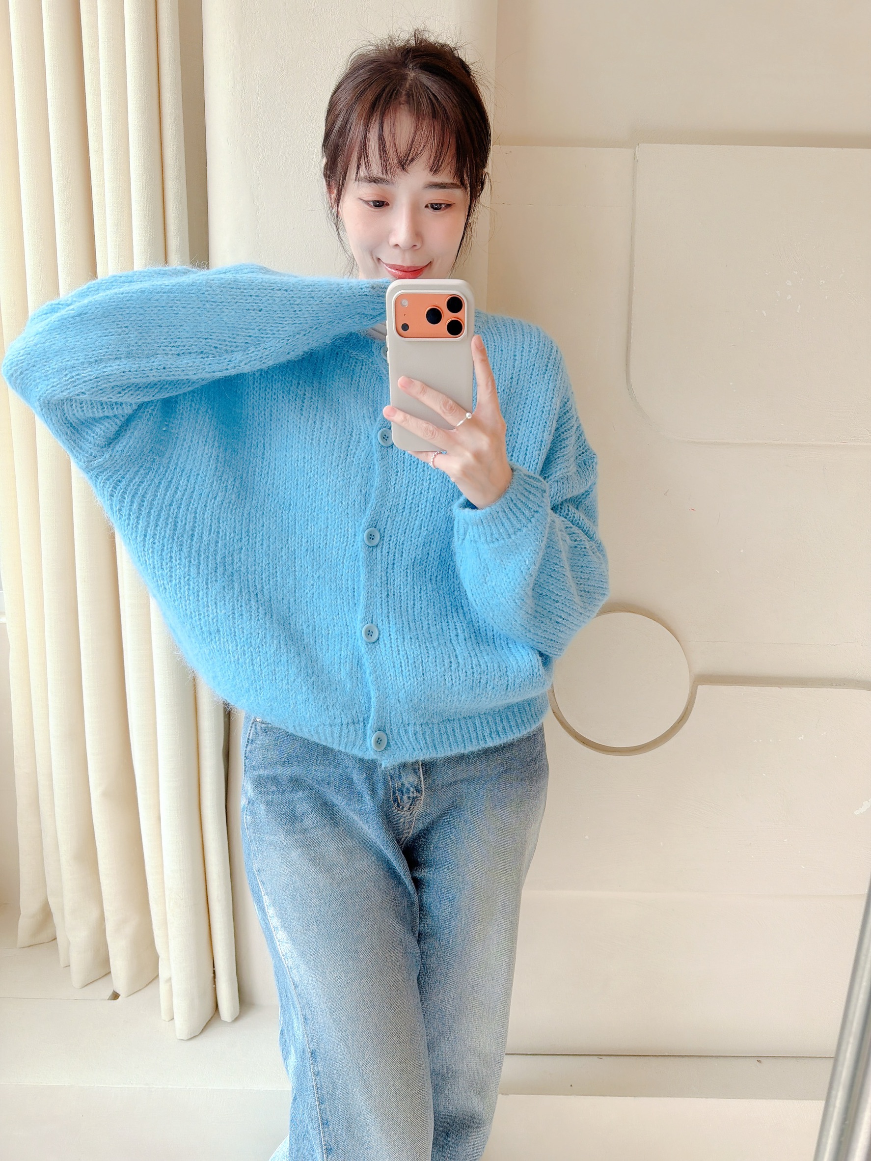 BS天藍羊絨針織外套上衣