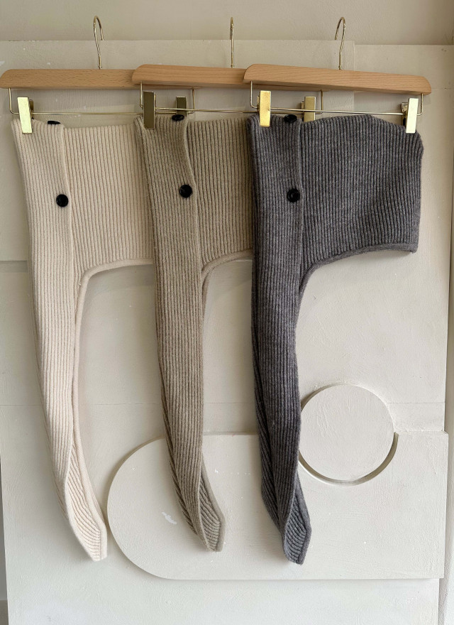 BS羅紋針織連帽圍巾(三色)