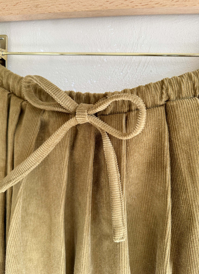 BS燈芯絨抽繩褶皺裙(兩色)