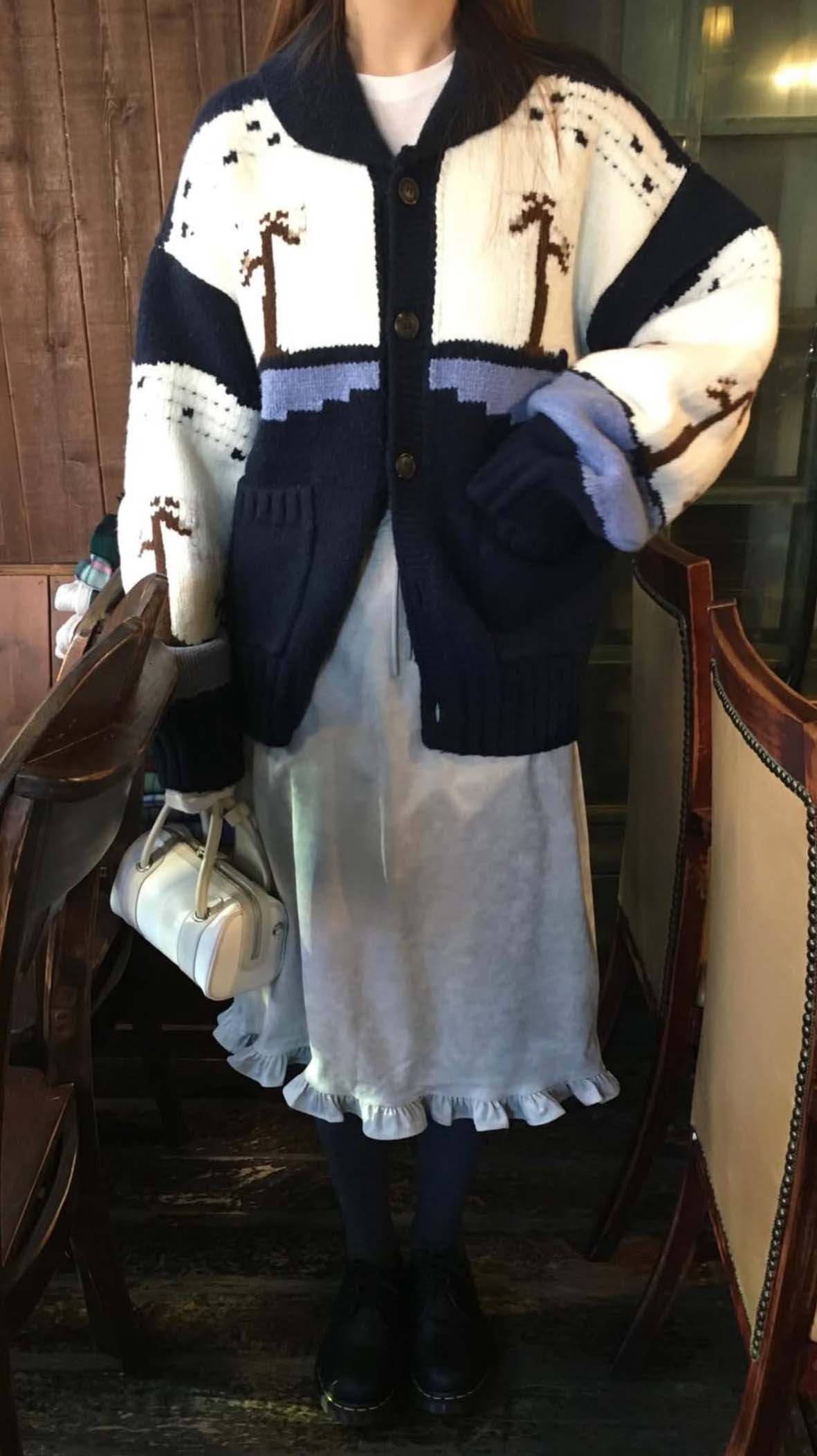 BS韓國復古圖案針織開衫