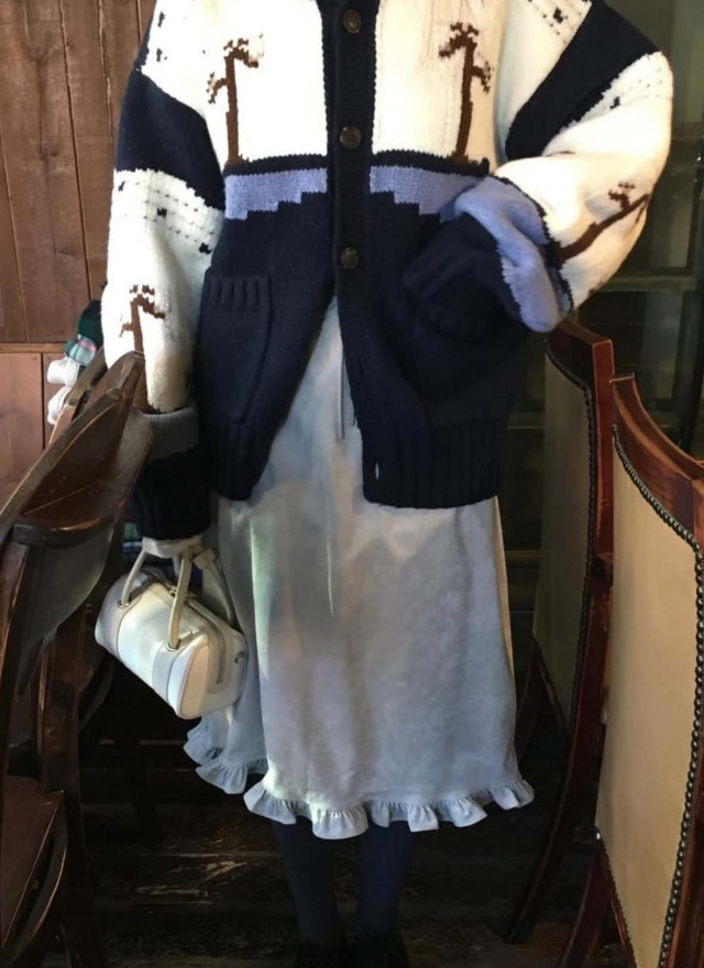 BS韓國復古圖案針織開衫