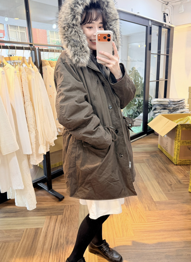 BS韓國摩卡羽絨Wellon連帽外套－毛領可拆