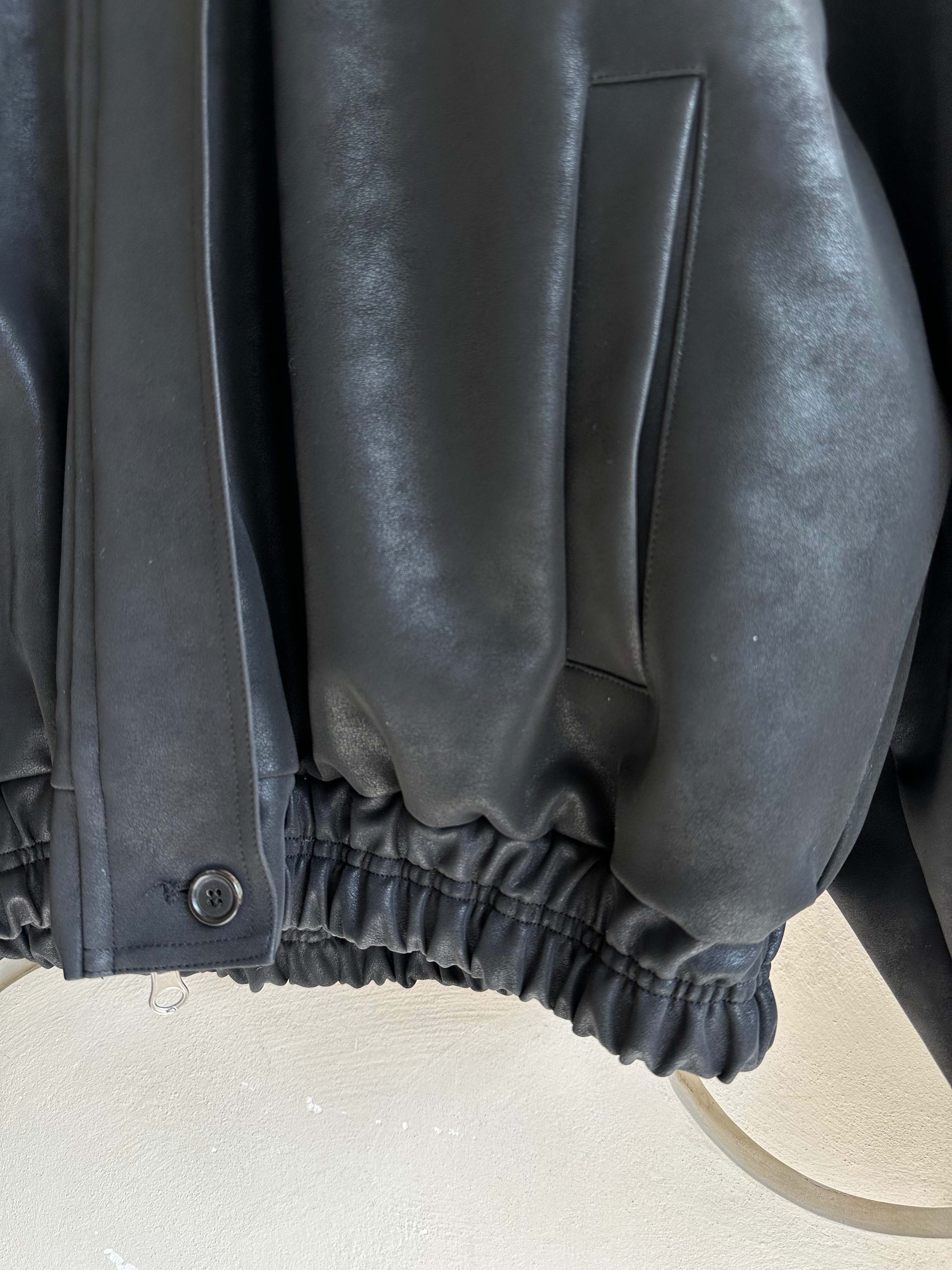 BS韓國毛絨連帽皮革夾克-連帽不可拆