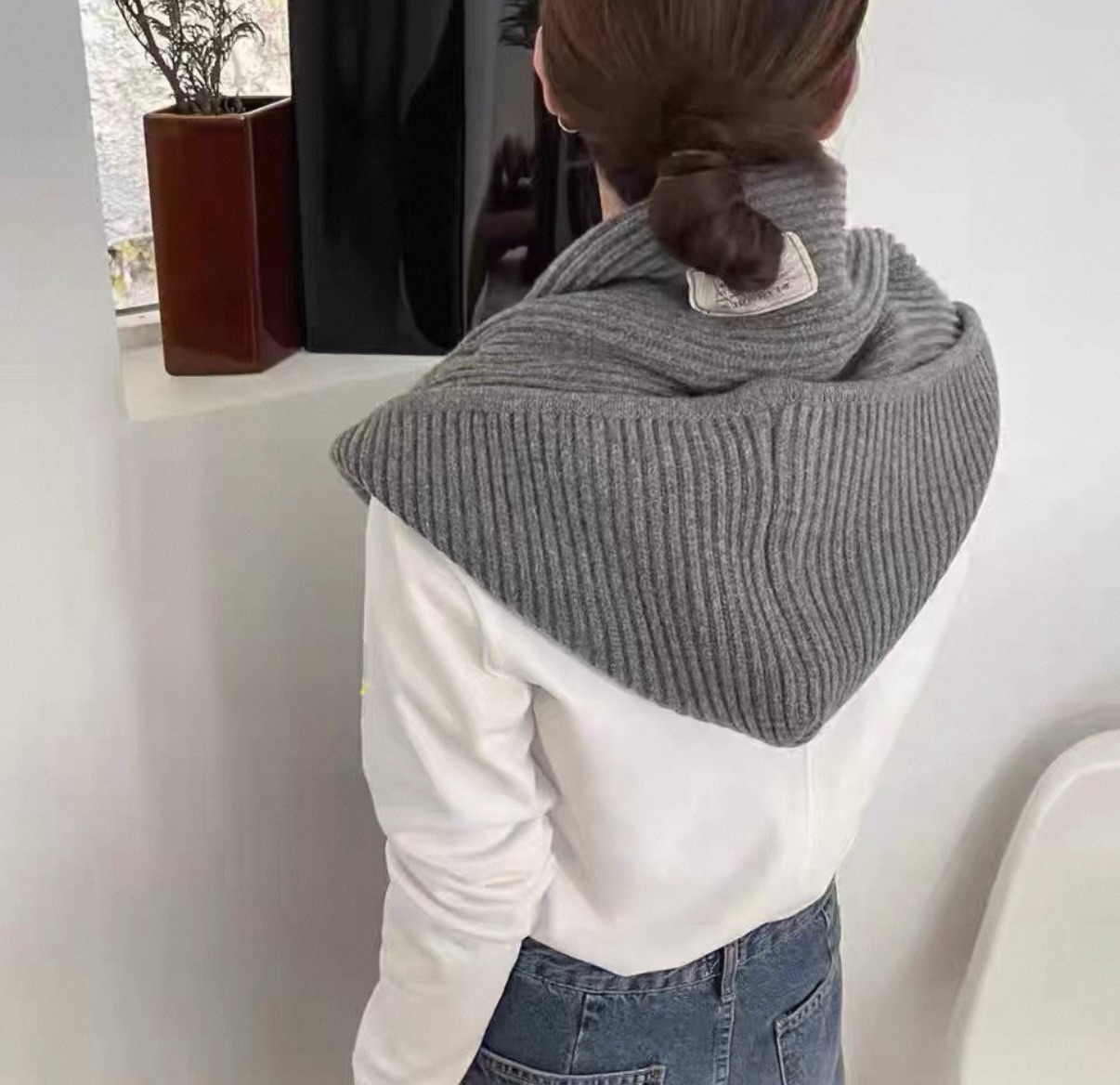 BS羅紋針織連帽圍巾(三色)