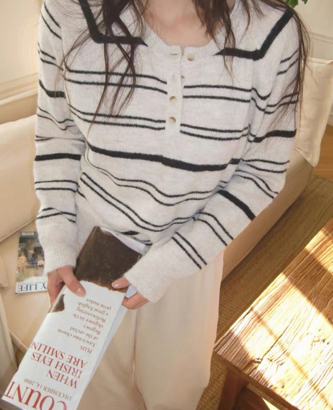 BS圓領細條針織上衣(三色)