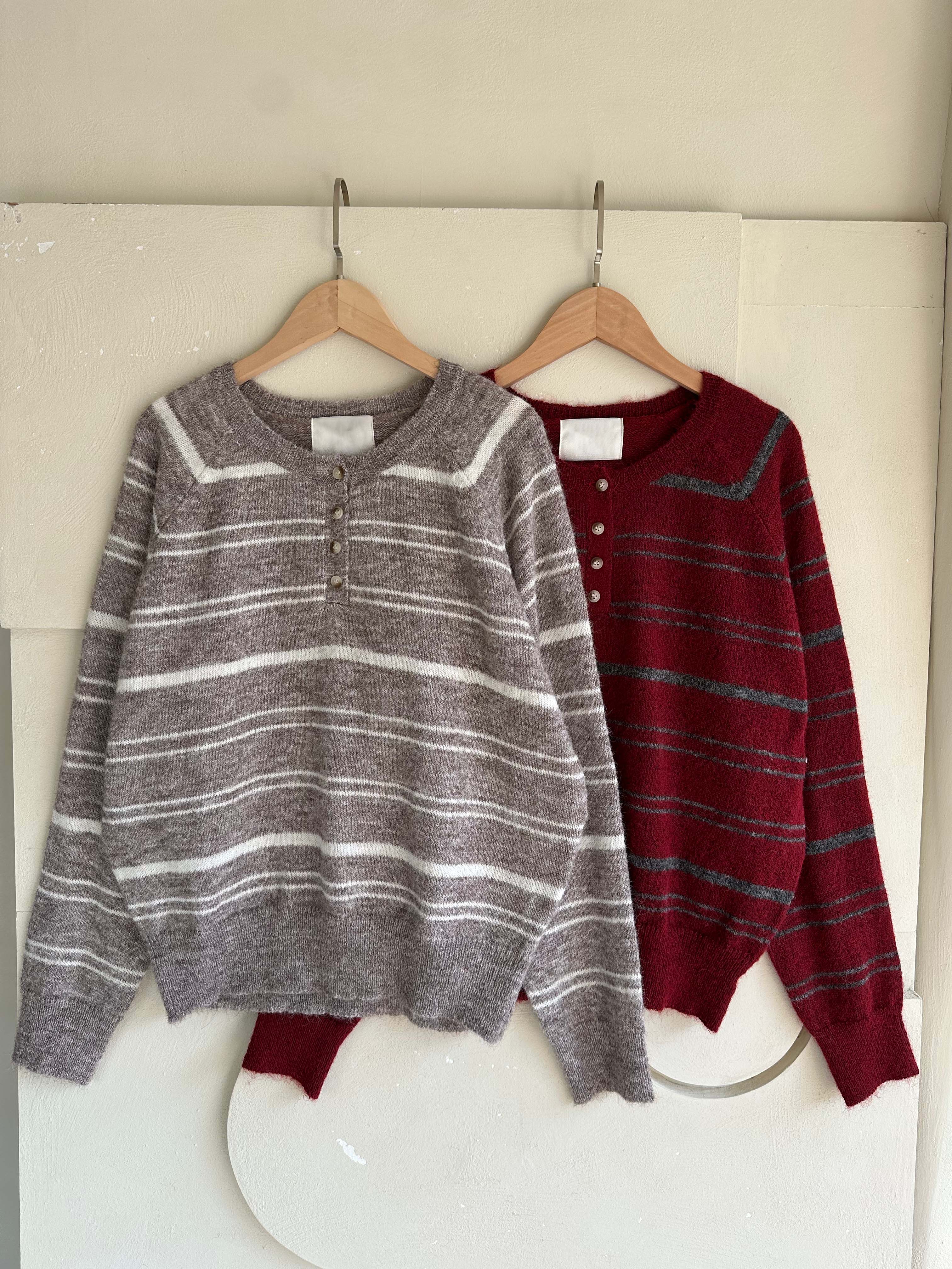 BS圓領細條針織上衣(三色)