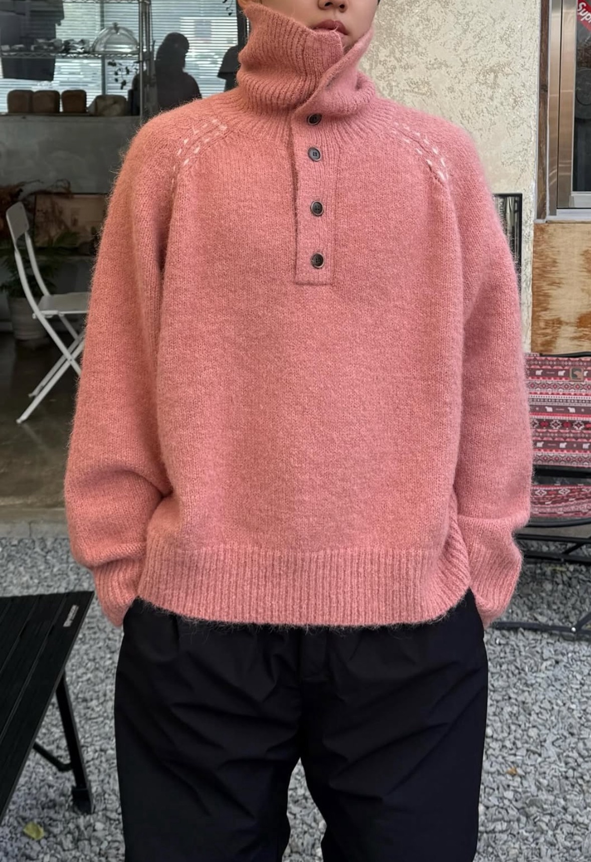 BS韓國排釦羊絨毛衣（三色）-男女皆可穿