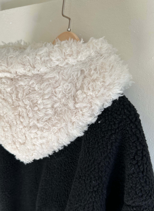 BS韓國毛絨連帽皮革夾克-連帽不可拆