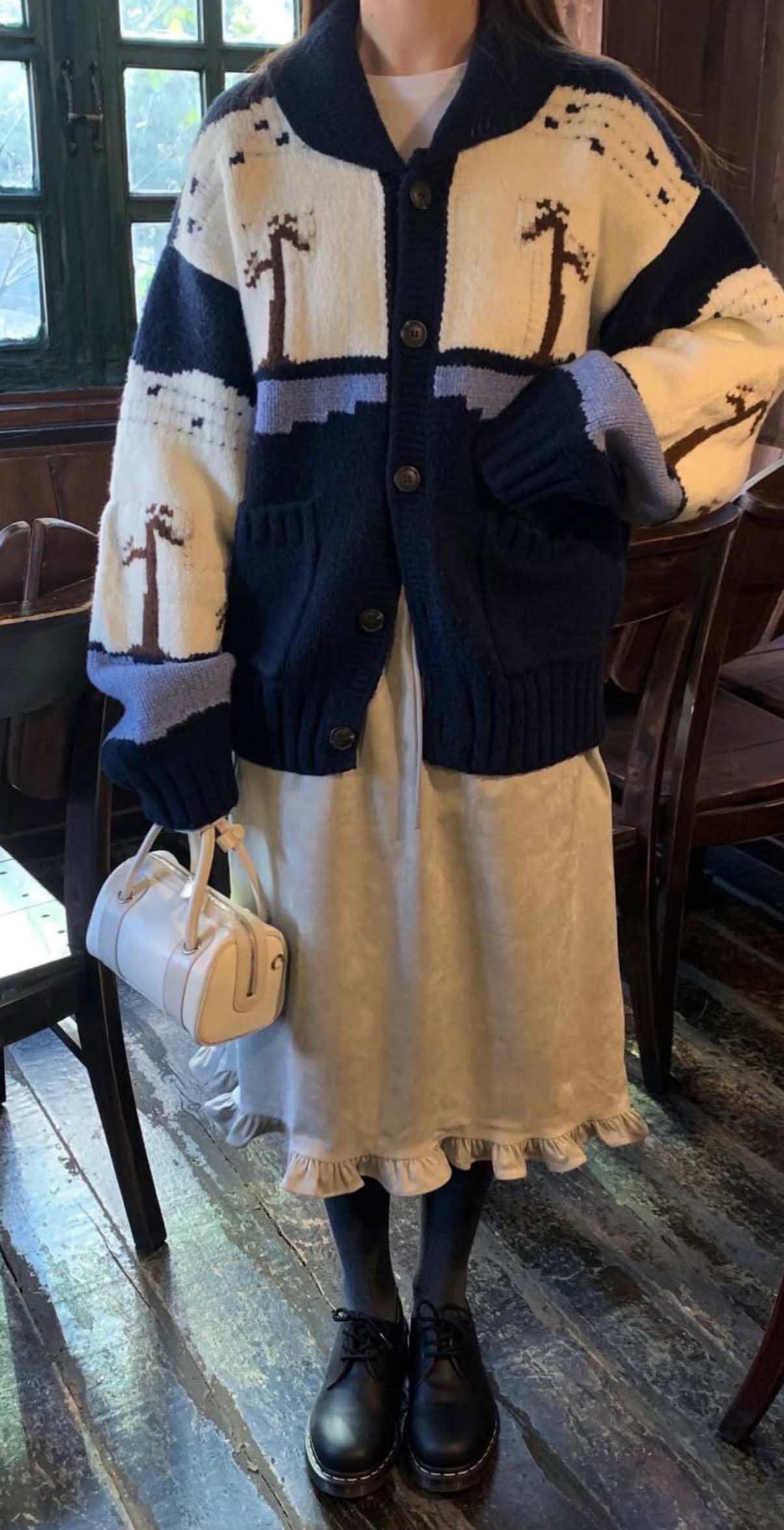 BS韓國復古圖案針織開衫