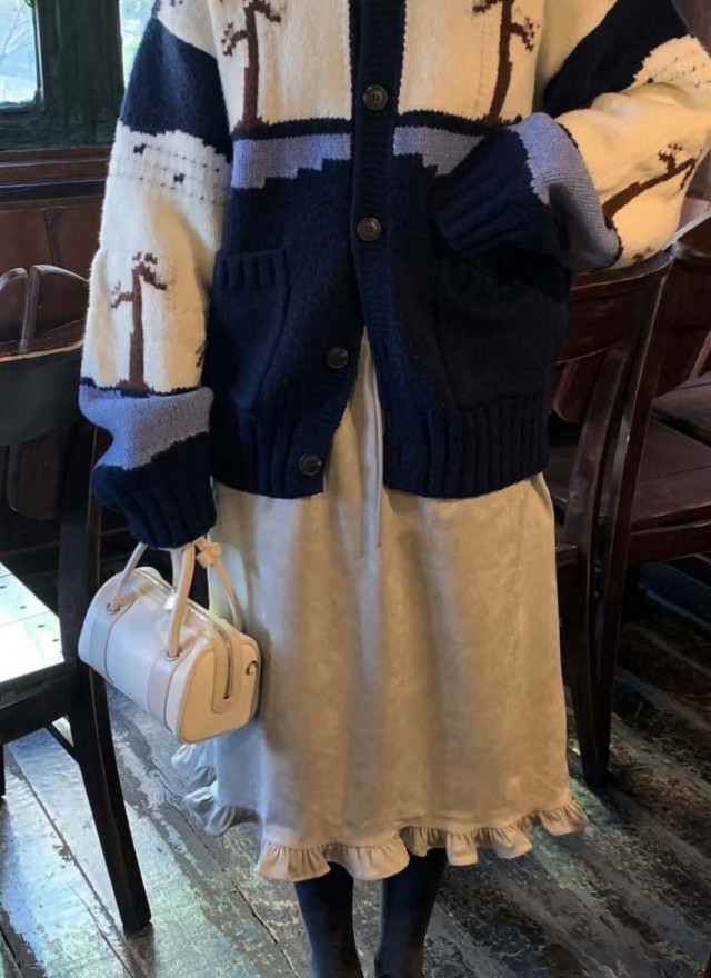 BS韓國復古圖案針織開衫