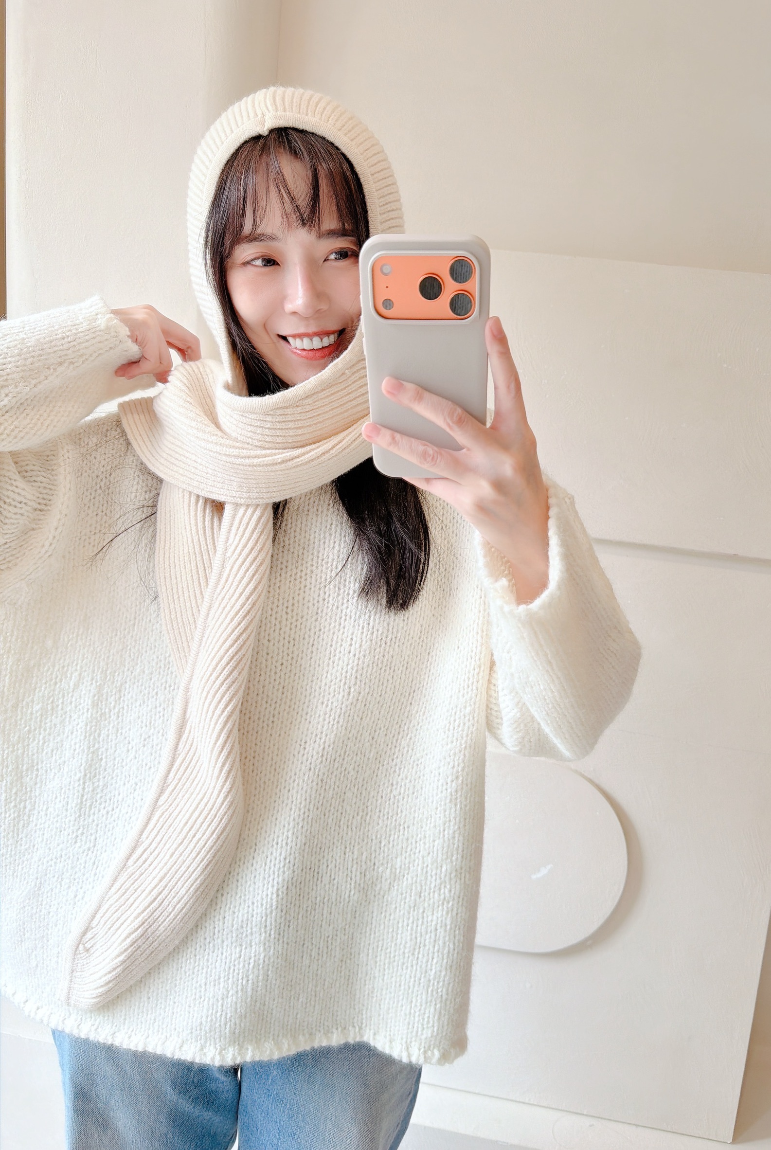 BS羅紋針織連帽圍巾(三色)