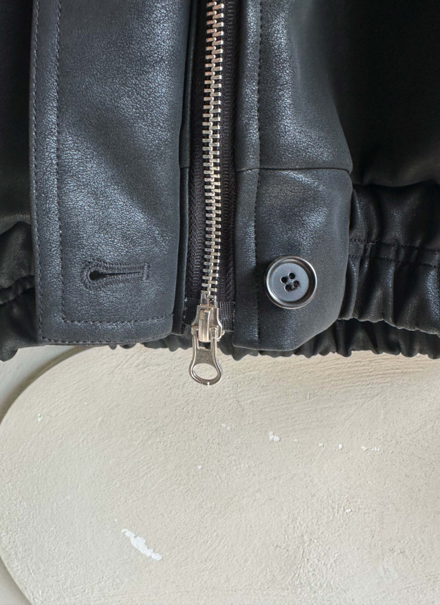 BS韓國毛絨連帽皮革夾克-連帽不可拆