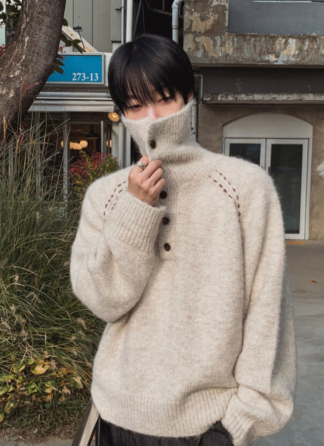 BS韓國排釦羊絨毛衣（三色）-男女皆可穿
