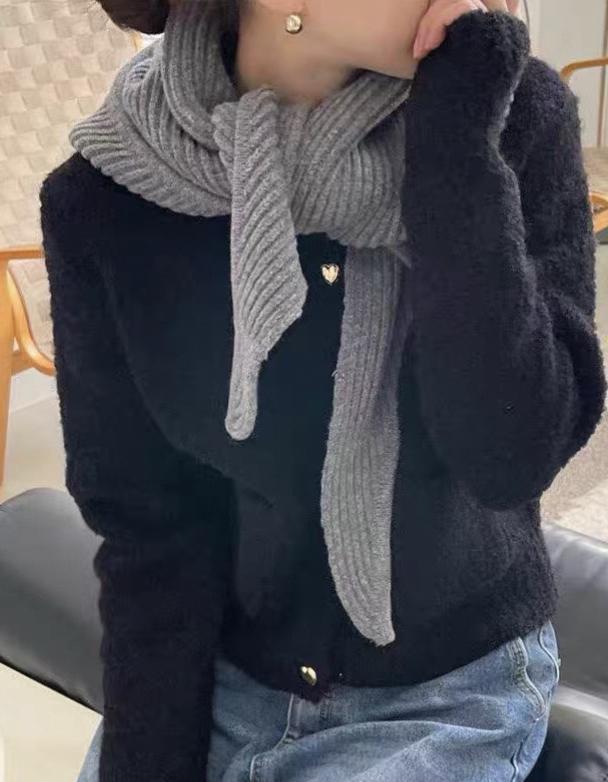 BS羅紋針織連帽圍巾(三色)