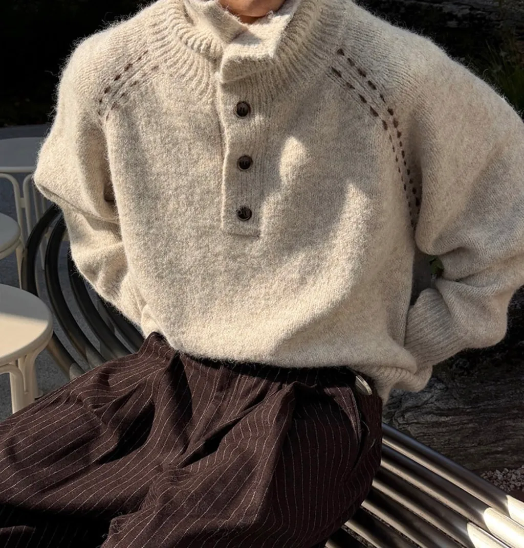 BS韓國排釦羊絨毛衣（三色）-男女皆可穿