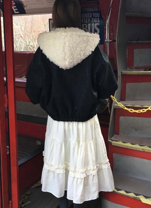 BS韓國毛絨連帽皮革夾克-連帽不可拆