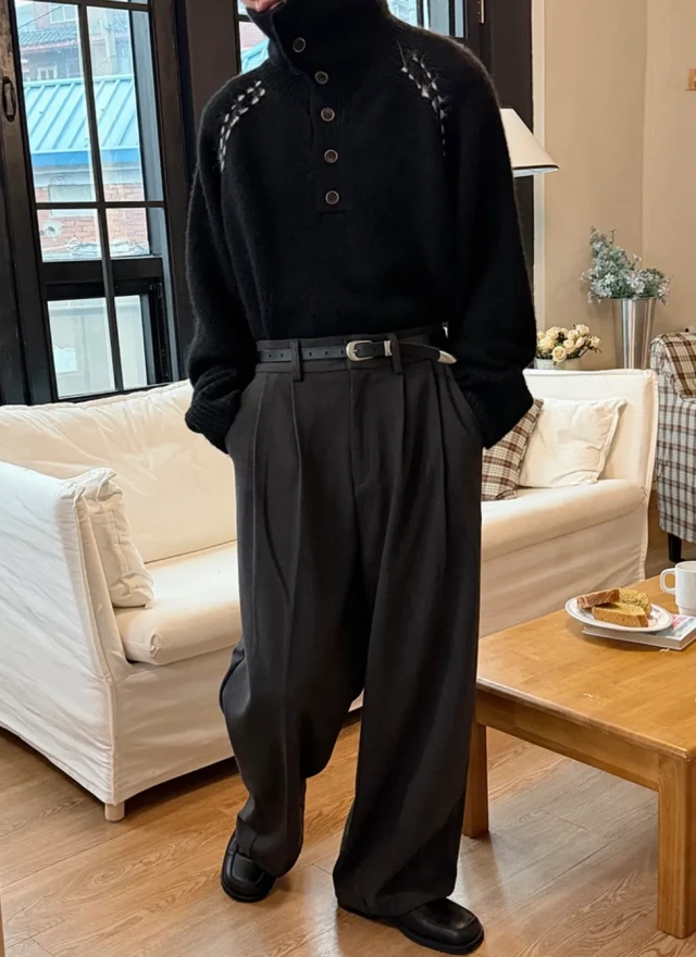 BS韓國排釦羊絨毛衣（三色）-男女皆可穿