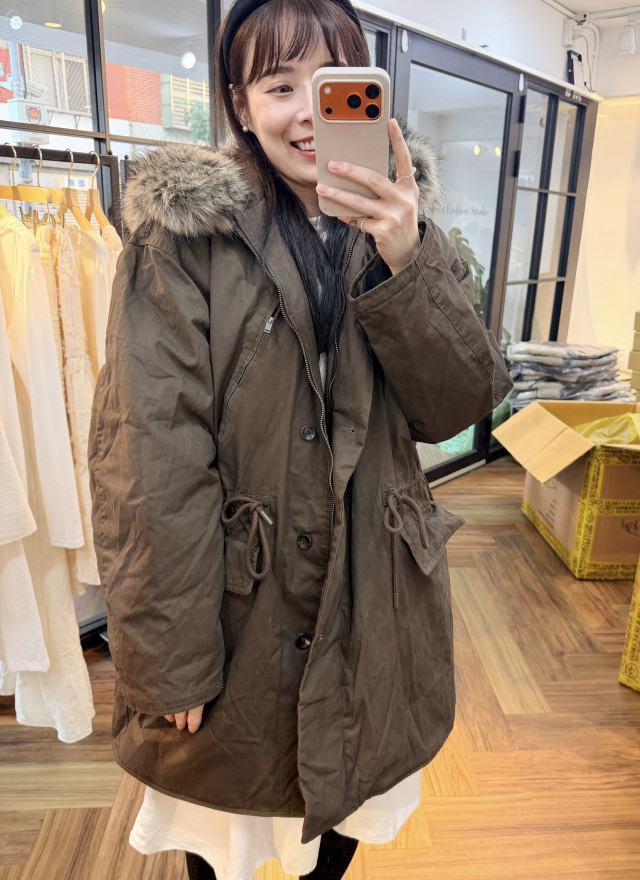 BS韓國摩卡羽絨Wellon連帽外套－毛領可拆