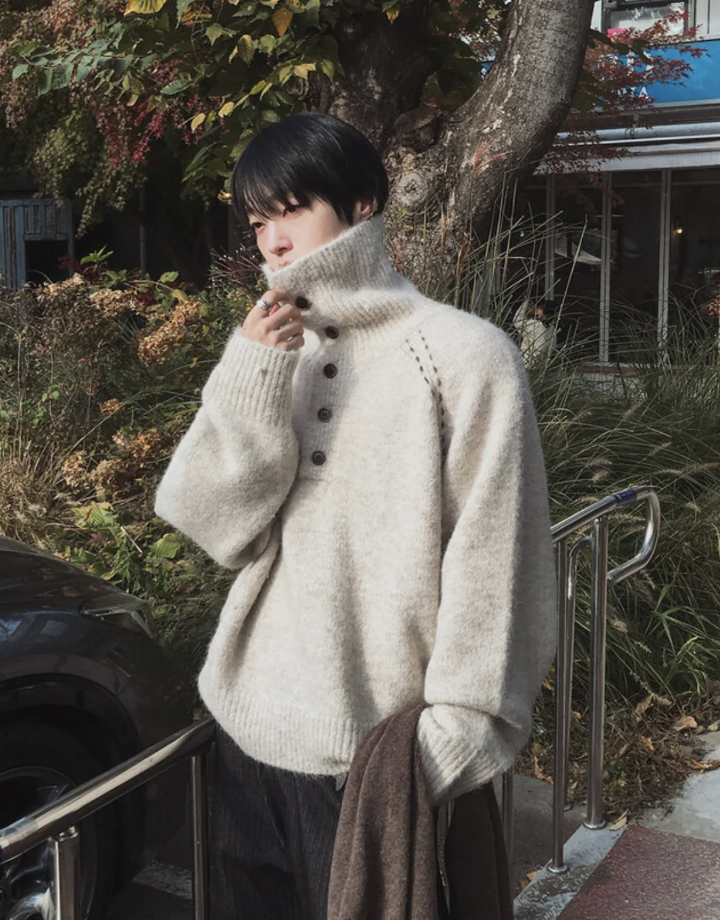 BS韓國排釦羊絨毛衣（三色）-男女皆可穿
