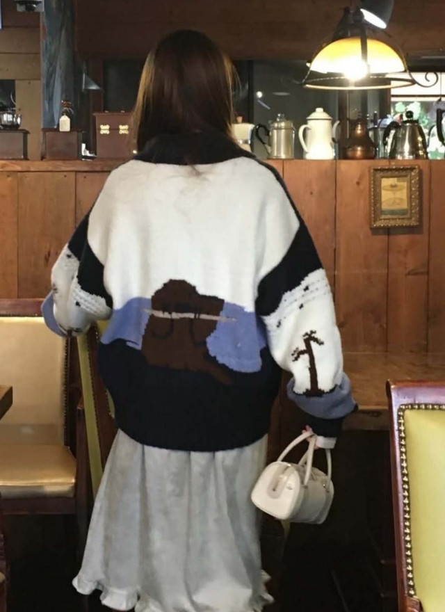 BS韓國復古圖案針織開衫