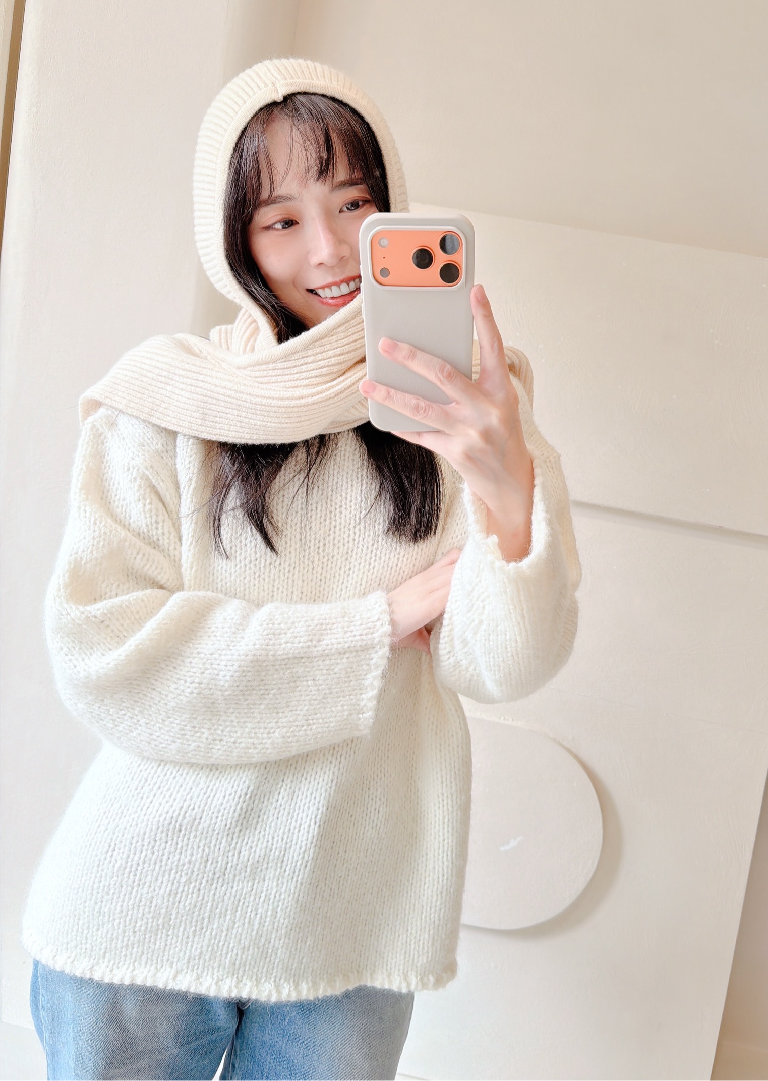 BS羅紋針織連帽圍巾(三色)