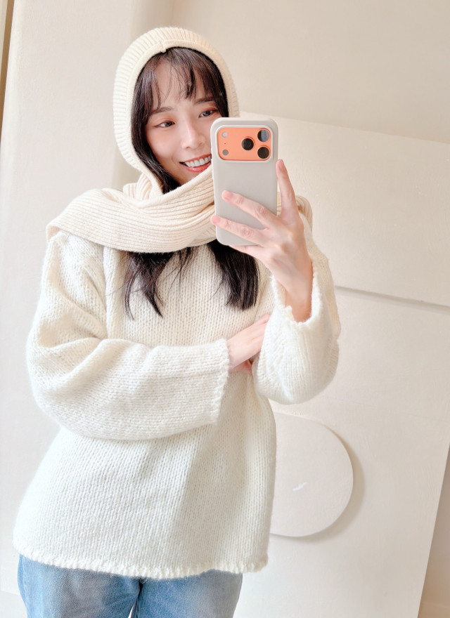 BS羅紋針織連帽圍巾(三色)