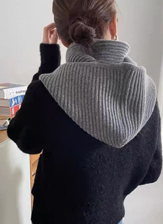 BS羅紋針織連帽圍巾(三色)