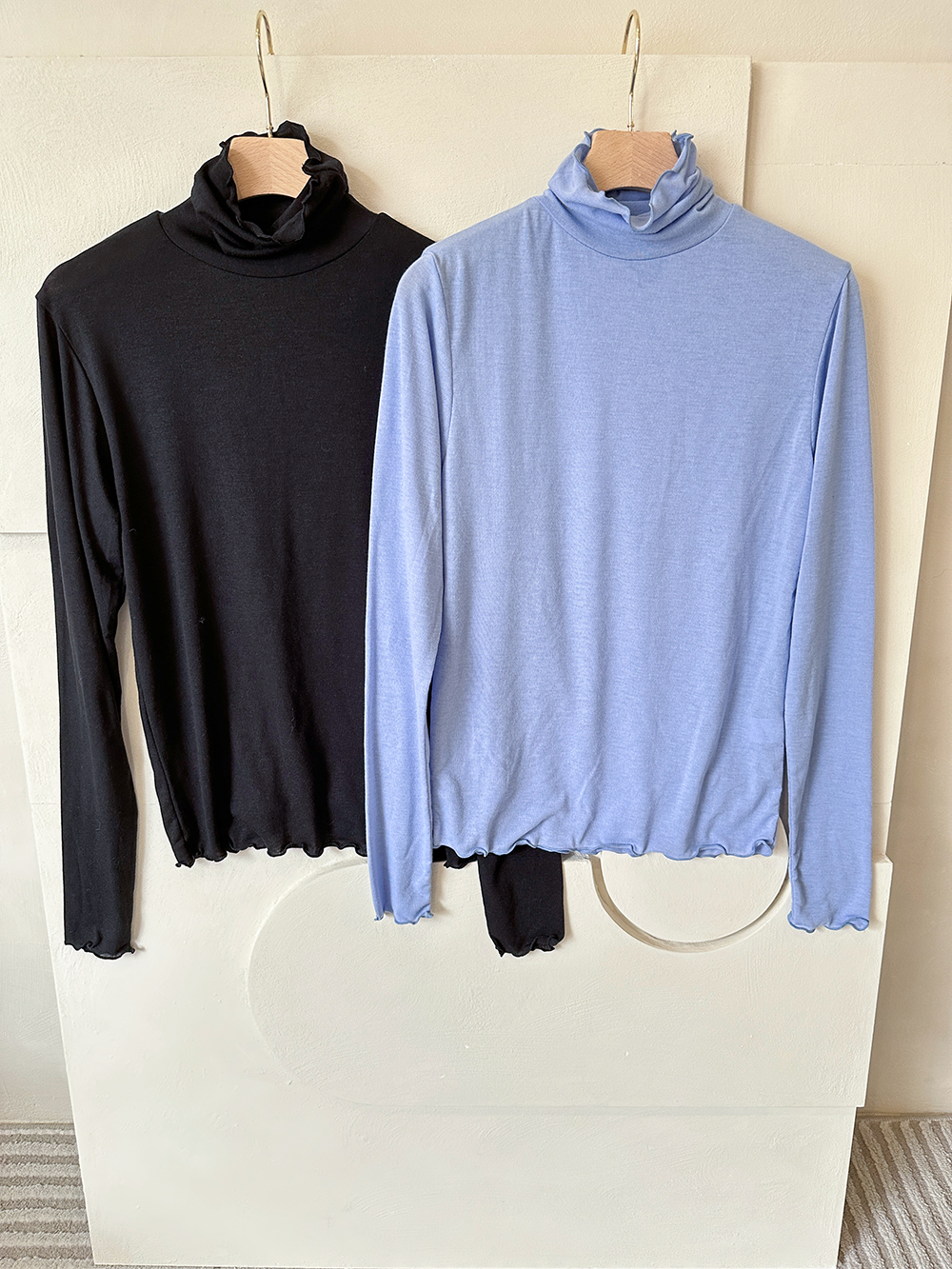 BS捲邊高領棉T(三色)