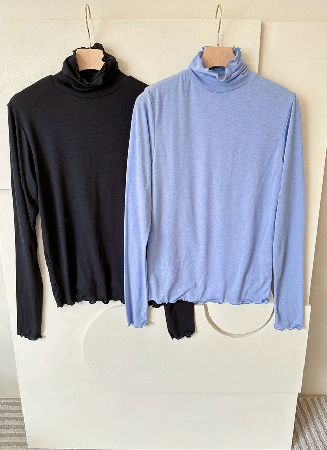 BS捲邊高領棉T(三色)