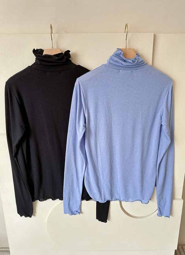 BS捲邊高領棉T(三色)